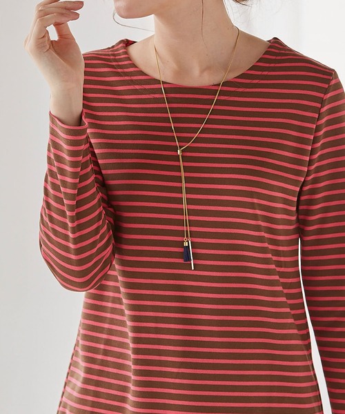 BELLUNA PLUS(ベルーナ)の「ポンチ素材ボーダープルオーバー(長袖)(Tシャツ/カットソー・レディース・ブラック/ホワイト×ブルー/パープル系その他/オレンジ系その他・MEDIUM/LARGE/X-LARGE)」の21枚目の写真