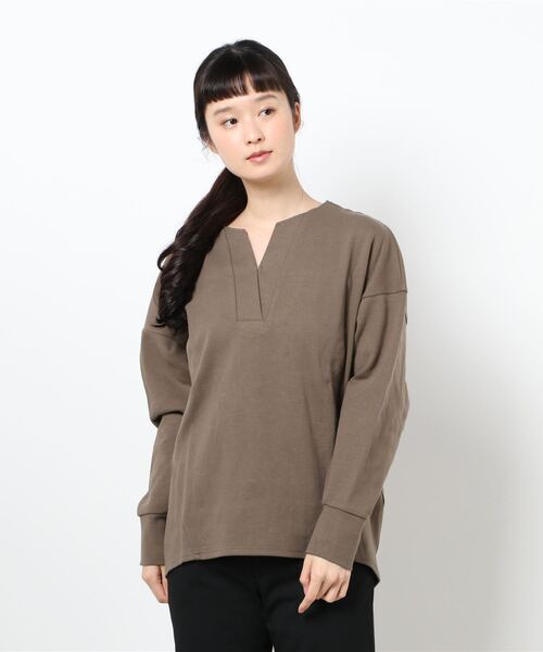 INTERPLANET（インタープラネット）の「ダブルカノコニット深Ｖプルオーバー（スウェット・レディース・グレー/オフホワイト/モカ・FREE）」の21枚目の写真