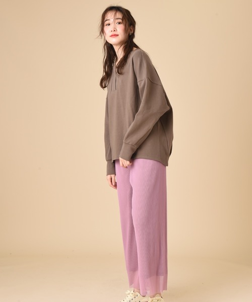 INTERPLANET（インタープラネット）の「ダブルカノコニット深Ｖプルオーバー（スウェット・レディース・グレー/オフホワイト/モカ・FREE）」の10枚目の写真