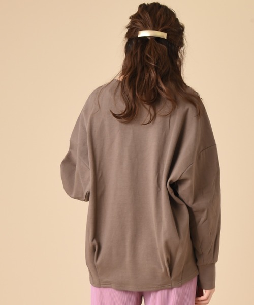 INTERPLANET（インタープラネット）の「ダブルカノコニット深Ｖプルオーバー（スウェット・レディース・グレー/オフホワイト/モカ・FREE）」の8枚目の写真