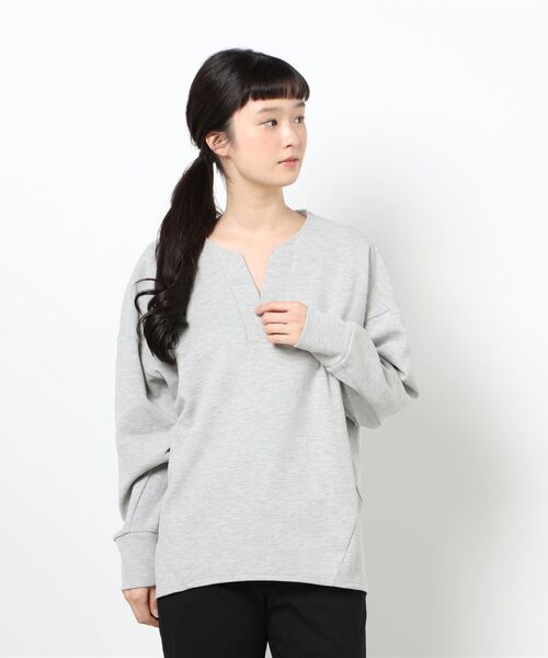 INTERPLANET（インタープラネット）の「ダブルカノコニット深Ｖプルオーバー（スウェット・レディース・グレー/オフホワイト/モカ・FREE）」の22枚目の写真