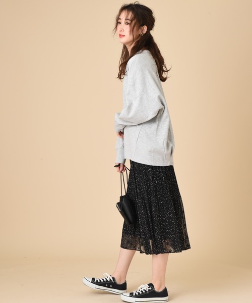 INTERPLANET（インタープラネット）の「ダブルカノコニット深Ｖプルオーバー（スウェット・レディース・グレー/オフホワイト/モカ・FREE）」の15枚目の写真