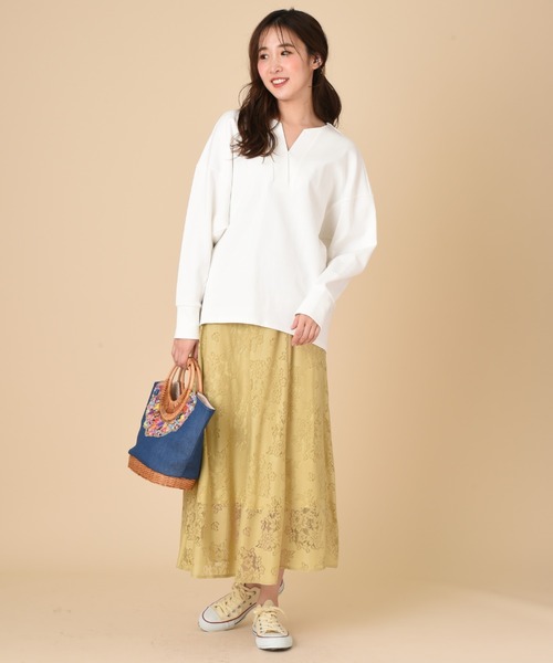 INTERPLANET（インタープラネット）の「ダブルカノコニット深Ｖプルオーバー（スウェット・レディース・グレー/オフホワイト/モカ・FREE）」の17枚目の写真