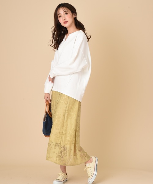 INTERPLANET（インタープラネット）の「ダブルカノコニット深Ｖプルオーバー（スウェット・レディース・グレー/オフホワイト/モカ・FREE）」の18枚目の写真