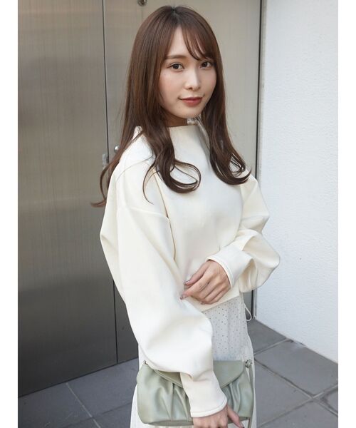 MERCURYDUO(マーキュリーデュオ)の「ダンボールモックネックドルマンカットソー(Tシャツ/カットソー・レディース・ベージュ/アイボリー/ベビーピンク・FREE)」の2枚目の写真