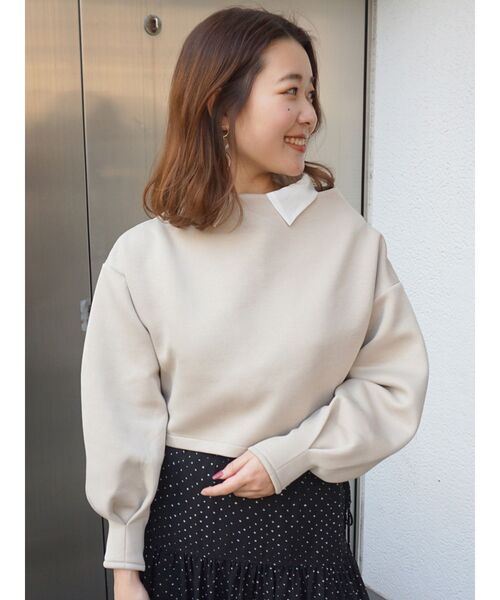 MERCURYDUO(マーキュリーデュオ)の「ダンボールモックネックドルマンカットソー(Tシャツ/カットソー・レディース・ベージュ/アイボリー/ベビーピンク・FREE)」の6枚目の写真