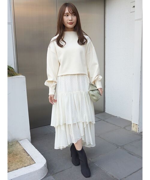 MERCURYDUO(マーキュリーデュオ)の「ダンボールモックネックドルマンカットソー(Tシャツ/カットソー・レディース・ベージュ/アイボリー/ベビーピンク・FREE)」の9枚目の写真