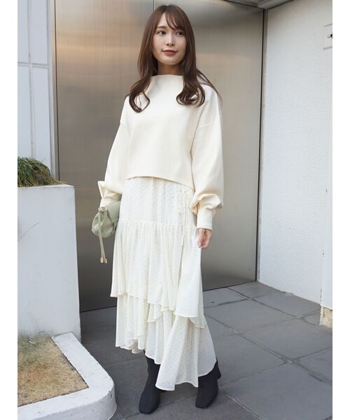 MERCURYDUO(マーキュリーデュオ)の「ダンボールモックネックドルマンカットソー(Tシャツ/カットソー・レディース・ベージュ/アイボリー/ベビーピンク・FREE)」の10枚目の写真