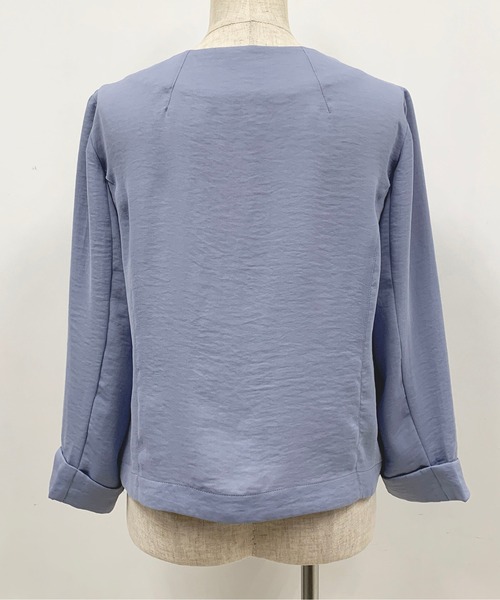 PICCIN（ピッチン）の「ジップアップノーカラージャケット（ノーカラージャケット・レディース・カーキ/グレイッシュベージュ/サックスブルー・M）」の12枚目の写真