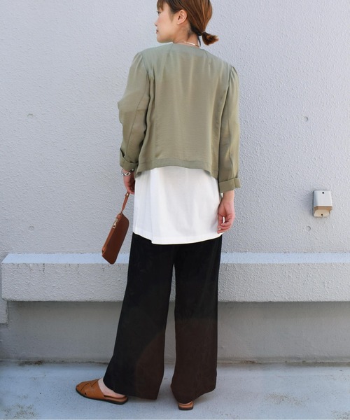 PICCIN（ピッチン）の「ジップアップノーカラージャケット（ノーカラージャケット・レディース・カーキ/グレイッシュベージュ/サックスブルー・M）」の18枚目の写真