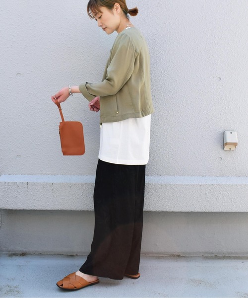 PICCIN（ピッチン）の「ジップアップノーカラージャケット（ノーカラージャケット・レディース・カーキ/グレイッシュベージュ/サックスブルー・M）」の17枚目の写真