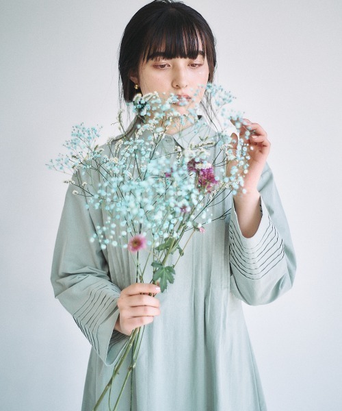 idem（イデム）の「random tuck shirt onepiece/ランダムタックシャツワンピース（シャツワンピース・レディース・アイボリー/ミント・FREE）」の6枚目の写真