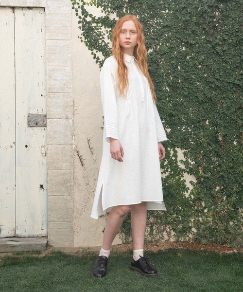 idem（イデム）の「random tuck shirt onepiece/ランダムタックシャツワンピース（シャツワンピース・レディース・アイボリー/ミント・FREE）」の9枚目の写真