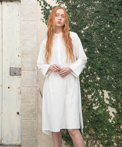 idem（イデム）の「random tuck shirt onepiece/ランダムタックシャツワンピース（シャツワンピース・レディース・アイボリー/ミント・FREE）」の11枚目の写真