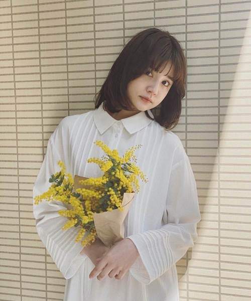 idem（イデム）の「random tuck shirt onepiece/ランダムタックシャツワンピース（シャツワンピース・レディース・アイボリー/ミント・FREE）」の19枚目の写真