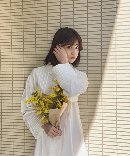 idem（イデム）の「random tuck shirt onepiece/ランダムタックシャツワンピース（シャツワンピース・レディース・アイボリー/ミント・FREE）」の20枚目の写真