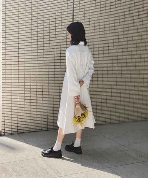 idem（イデム）の「random tuck shirt onepiece/ランダムタックシャツワンピース（シャツワンピース・レディース・アイボリー/ミント・FREE）」の15枚目の写真