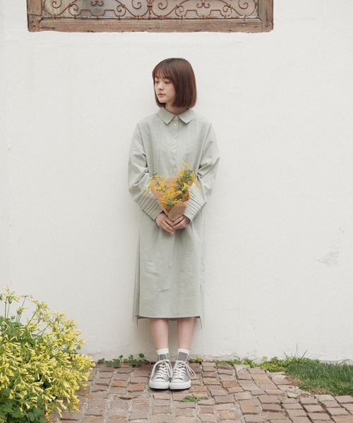 idem（イデム）の「random tuck shirt onepiece/ランダムタックシャツワンピース（シャツワンピース・レディース・アイボリー/ミント・FREE）」の21枚目の写真