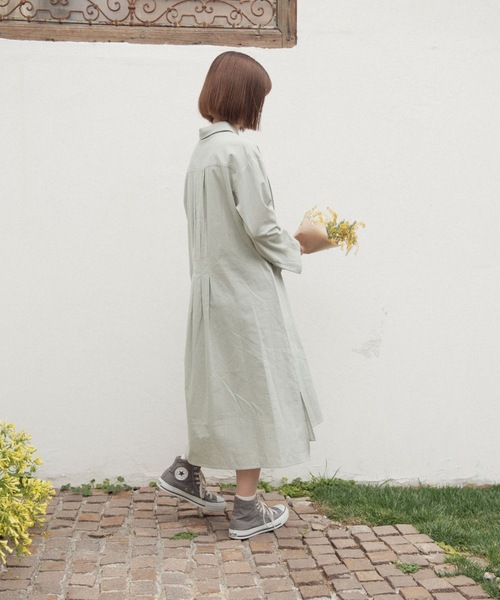 idem（イデム）の「random tuck shirt onepiece/ランダムタックシャツワンピース（シャツワンピース・レディース・アイボリー/ミント・FREE）」の22枚目の写真