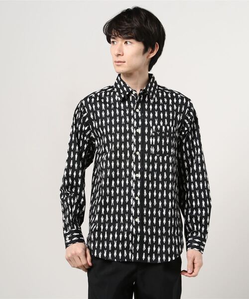 TRAP/U (トラップユー)の「日本製 made in JAPAN シルエット 総柄 プリント レギュラーカラー シャツ(シャツ/ブラウス・メンズ・ホワイト/ブラック・M/L)」の10枚目の写真