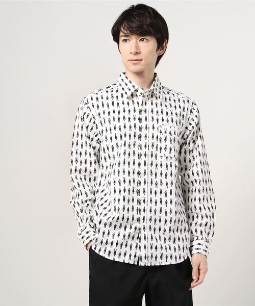 TRAP/U (トラップユー)の「日本製 made in JAPAN シルエット 総柄 プリント レギュラーカラー シャツ(シャツ/ブラウス・メンズ・ホワイト/ブラック・M/L)」の11枚目の写真