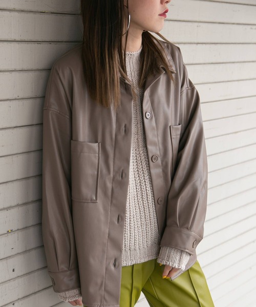 レディース オーバーシャツ ジャケット styling/ コート アウター エンブロイダリーオーバーシャツジャケット