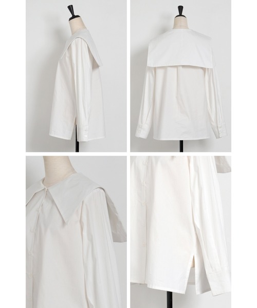 ボブラブ　アンミヌ　ビッグカラーブラウス(WHITE) ビッグカラーブラウス – FACE SANS FARD