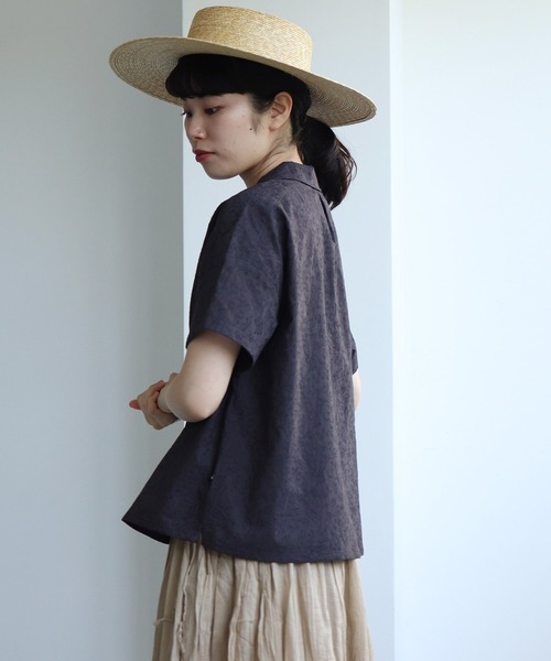 美品＊bulle de savon カットワーク刺繍 ブラウス 青 ゆったり 美品＊bulle de savon カットワーク刺繍 ブラウス 青 ゆったり