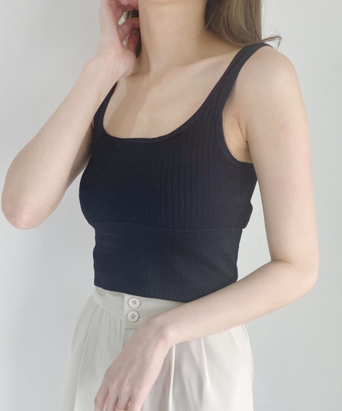 CLEA（クレア）の「カップ付きリブタンクトップ（タンクトップ・レディース・ホワイト/ブラック/ブラウン・FREE）」の13枚目の写真