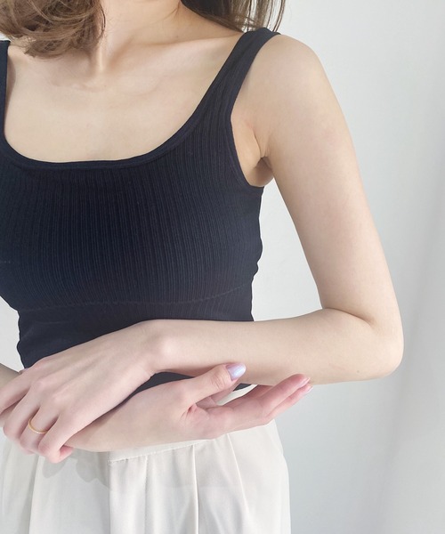 CLEA（クレア）の「カップ付きリブタンクトップ（タンクトップ・レディース・ホワイト/ブラック/ブラウン・FREE）」の9枚目の写真
