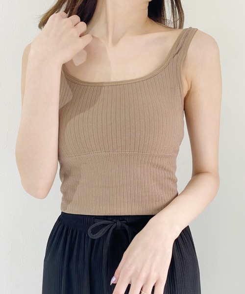 CLEA（クレア）の「カップ付きリブタンクトップ（タンクトップ・レディース・ホワイト/ブラック/ブラウン・FREE）」の14枚目の写真