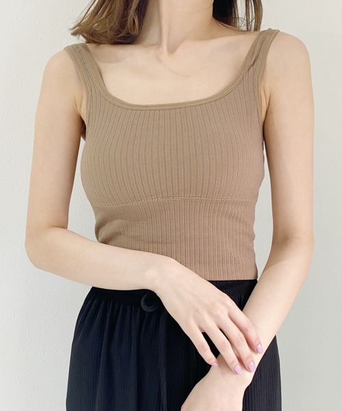 CLEA（クレア）の「カップ付きリブタンクトップ（タンクトップ・レディース・ホワイト/ブラック/ブラウン・FREE）」の10枚目の写真