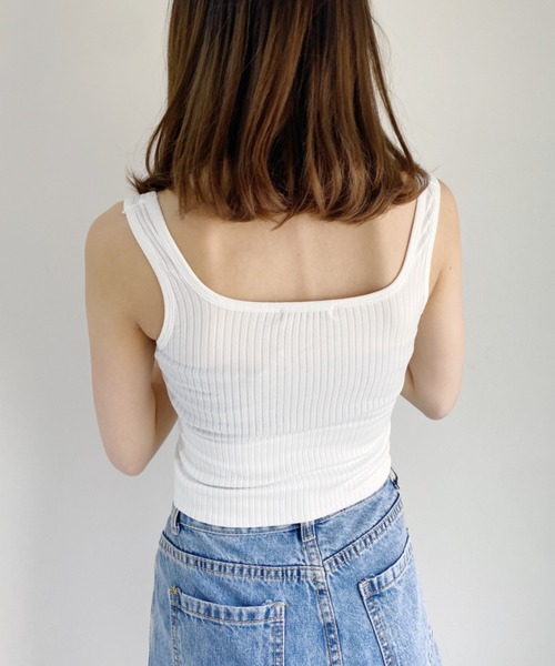 CLEA（クレア）の「カップ付きリブタンクトップ（タンクトップ・レディース・ホワイト/ブラック/ブラウン・FREE）」の5枚目の写真