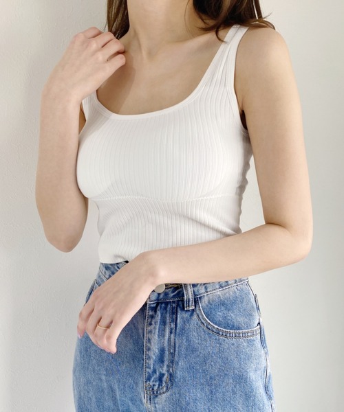 CLEA（クレア）の「カップ付きリブタンクトップ（タンクトップ・レディース・ホワイト/ブラック/ブラウン・FREE）」の12枚目の写真
