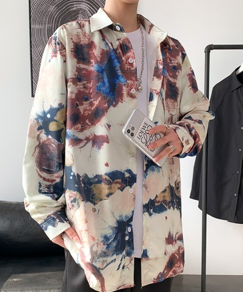 KOR（ケーオーアール）の「ビッグシルエット花柄シャツ 総柄シャツ（シャツ/ブラウス・メンズ・ホワイト/グリーン/ネイビー系/ネイビー系1・M/L/2XL/XL）」の11枚目の写真