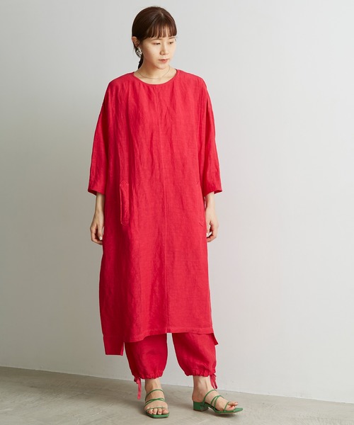 note et silence （ノートエシロンス）の「_*◇Li/cu製品染 good sleep ワンピース（ワンピース・レディース・ピンク/ホワイト/ダークブラウン・FREE）」の4枚目の写真