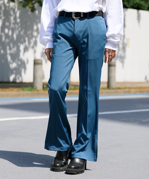 Adoon plain（アドーンプレーン）の「【Adoon plain】フレアスラックス（スラックス・メンズ・ブラック/サックスブルー/ライトグリーン/ボルドー/パープル/ライトパープル/ダークブラウン・SMALL/MEDIUM/LARGE）」の5枚目の写真