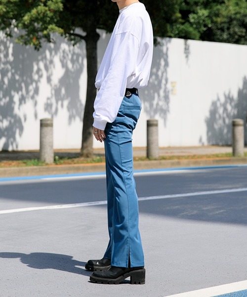 Adoon plain（アドーンプレーン）の「【Adoon plain】フレアスラックス（スラックス・メンズ・ブラック/サックスブルー/ライトグリーン/ボルドー/パープル/ライトパープル/ダークブラウン・SMALL/MEDIUM/LARGE）」の15枚目の写真