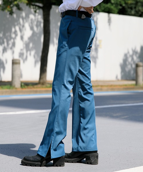 Adoon plain（アドーンプレーン）の「【Adoon plain】フレアスラックス（スラックス・メンズ・ブラック/サックスブルー/ライトグリーン/ボルドー/パープル/ライトパープル/ダークブラウン・SMALL/MEDIUM/LARGE）」の11枚目の写真