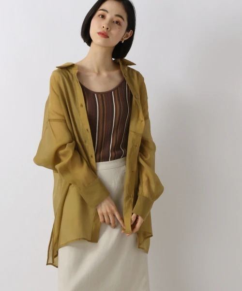 LOWRYS FARM(ローリーズファーム)の「オーガンジーステッチシャツLS 948133(シャツ/ブラウス・レディース・オフホワイト/ブラック/ブルー/ブラック系その他/グリーン・FREE)」の4枚目の写真