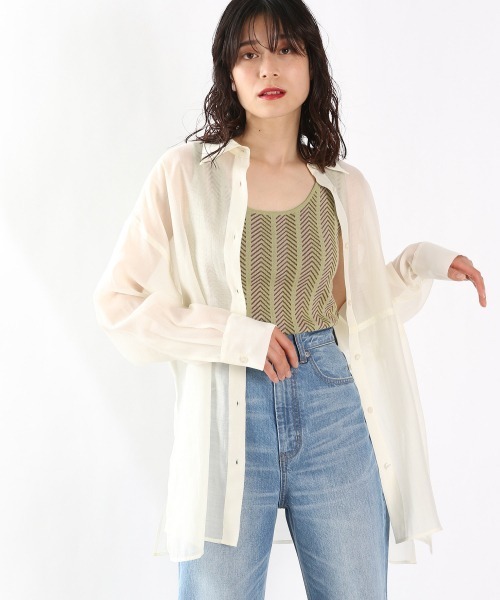 LOWRYS FARM(ローリーズファーム)の「オーガンジーステッチシャツLS 948133(シャツ/ブラウス・レディース・オフホワイト/ブラック/ブルー/ブラック系その他/グリーン・FREE)」の22枚目の写真