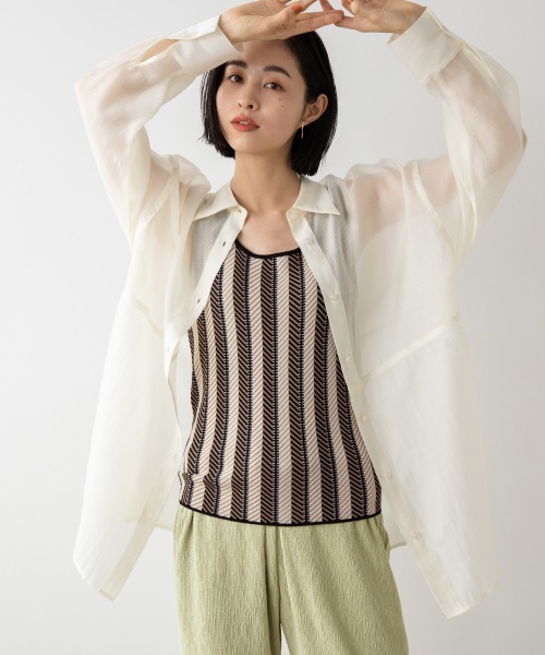 LOWRYS FARM(ローリーズファーム)の「オーガンジーステッチシャツLS 948133(シャツ/ブラウス・レディース・オフホワイト/ブラック/ブルー/ブラック系その他/グリーン・FREE)」の19枚目の写真