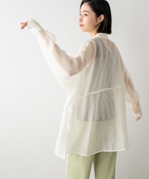 LOWRYS FARM(ローリーズファーム)の「オーガンジーステッチシャツLS 948133(シャツ/ブラウス・レディース・オフホワイト/ブラック/ブルー/ブラック系その他/グリーン・FREE)」の20枚目の写真