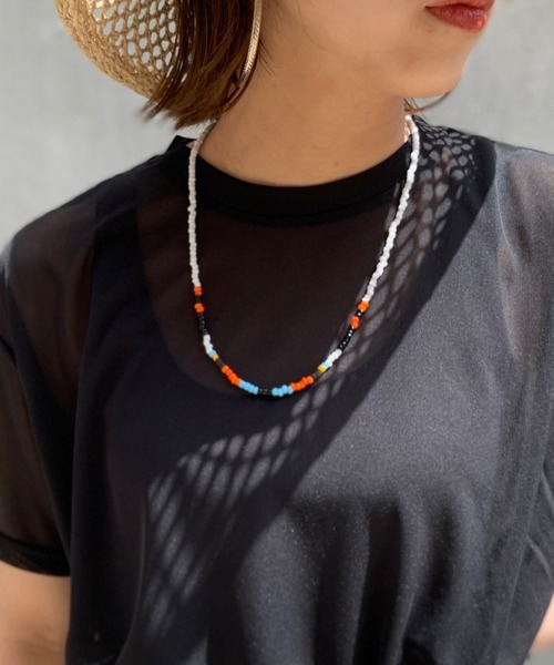 CIAOPANIC(チャオパニック)の「mポリネイビーズネックレス(ネックレス・レディース・レッド/ブルー/ホワイト・FREE)」の2枚目の写真