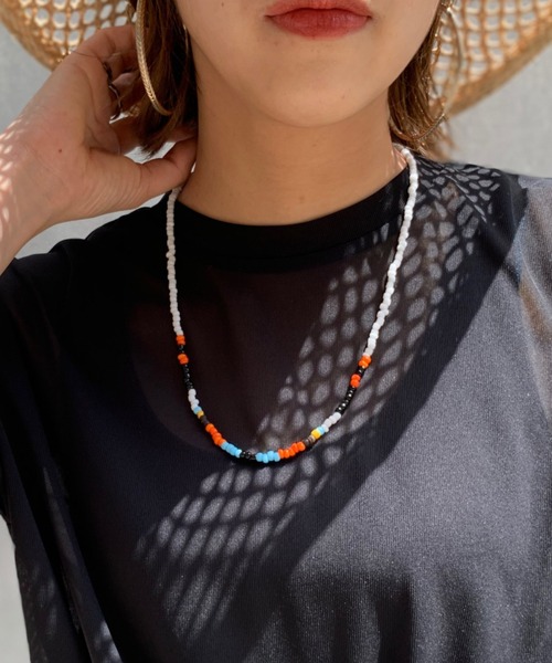 CIAOPANIC(チャオパニック)の「mポリネイビーズネックレス(ネックレス・レディース・レッド/ブルー/ホワイト・FREE)」の8枚目の写真