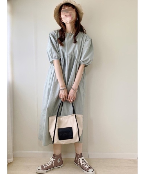 SUGAR BISKET（シュガービスケット）の「ボリュームスリーブワンピース（ワンピース・レディース・ホワイト/ブラック/ライトグリーン/ブルーグレー/グレイッシュベージュ/テラコッタ・M/L）」の14枚目の写真