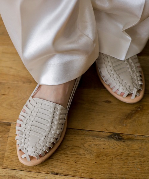 【希少✨】YUKETEN ブラウン レザー 編み込み サンダル メッシュ グルカ 希少✨】YUKETEN ブラウン レザー 編み込み サンダル メッシュ グルカ