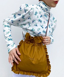 カットソー(長袖/七分) holiday - HOLIDAY SURPER RIB HIGHNECK FLOWER HOLIDAY（ホリデイ）の「SUPER RIB PUFF HIGH-NECK TOPS (FLOWER