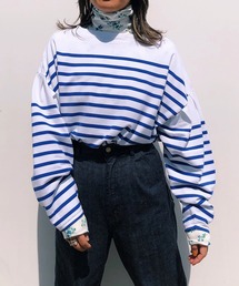 カットソー(長袖/七分) holiday - HOLIDAY SURPER RIB HIGHNECK FLOWER HOLIDAY（ホリデイ）の「SUPER RIB PUFF HIGH-NECK TOPS (FLOWER