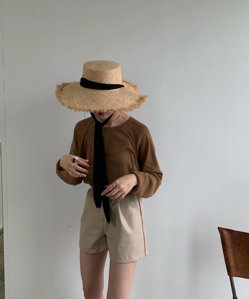 Amiur（エミレ）の「ribbon straw hat（ハット・レディース・ブラック・FREE）」の6枚目の写真